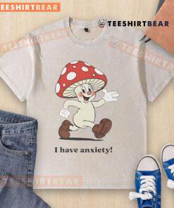 Cute mushroom graphic on anxiety-themed washed t-shirt, perfect for casual wear and mental health awareness.