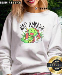 Alt Text: Cute Nap Warrior Turtle sleeping with a sword on a funny lazy sweatshirt design, perfect for relaxed days.