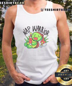 Cute nap warrior turtle sleeping with a sword on a funny lazy tank top, perfect for turtle lovers and humor fans.