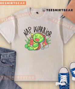 Alt Text: Cute nap warrior turtle sleeping with a sword on a funny lazy washed t-shirt design, perfect for relaxation lovers.