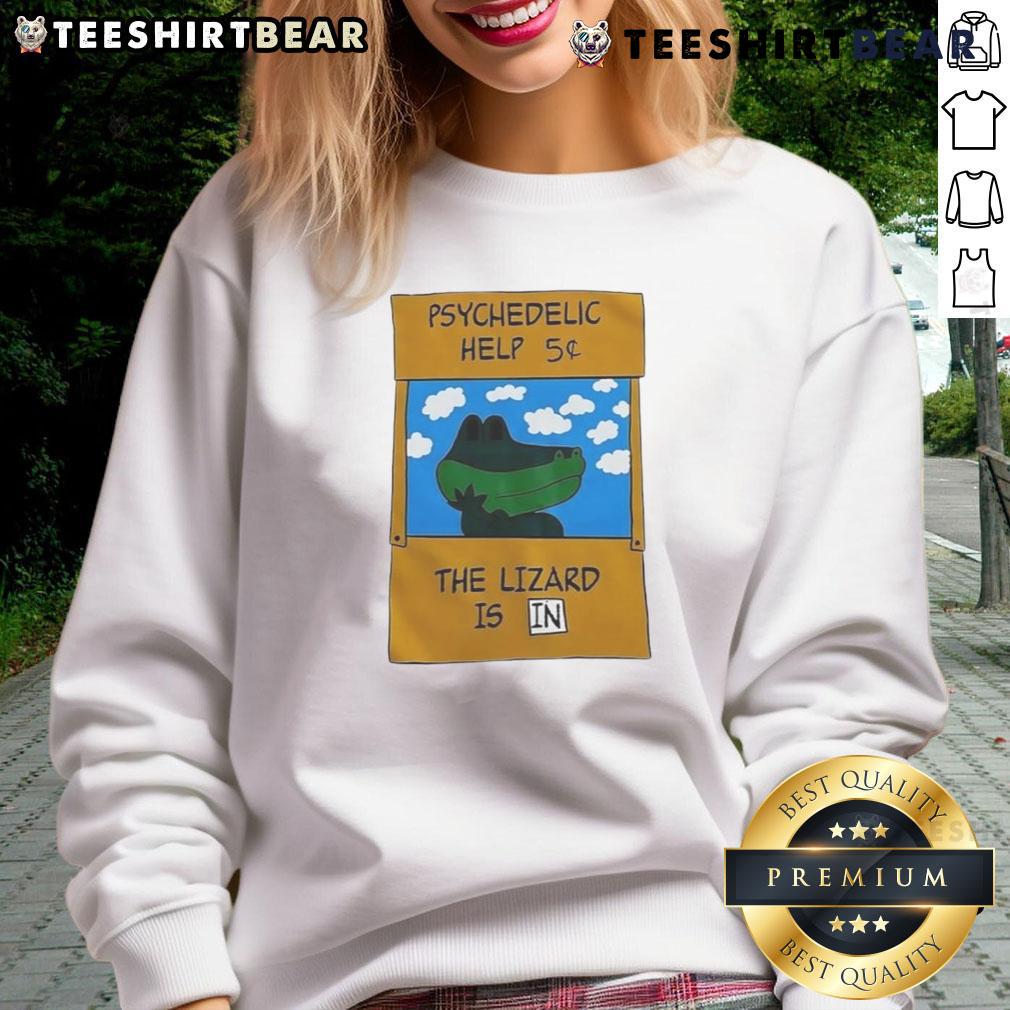Alt Text: Cute psychedelic sweatshirt featuring a lizard design, perfect for animal lovers and unique fashion enthusiasts.