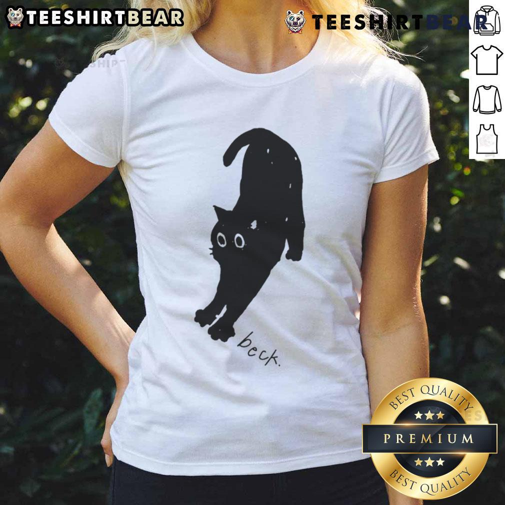 Alt Text: Cute wave to Earth Beck Cat Ladies Tee featuring a playful cat design, perfect for cat lovers and casual wear.
