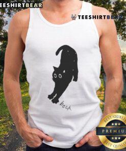 Adorable cat in a cute wave to Earth graphic tank top, perfect for pet lovers and casual summer wear.
