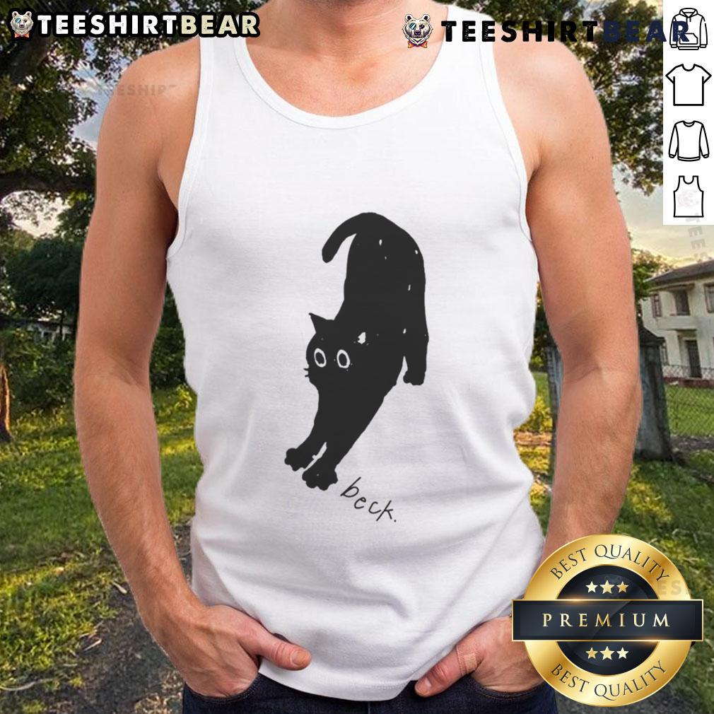 Adorable cat in a cute wave to Earth graphic tank top, perfect for pet lovers and casual summer wear.