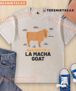 Funny Anatomy of a La Macha Goat washed T-shirt featuring a whimsical goat illustration and vibrant colors.