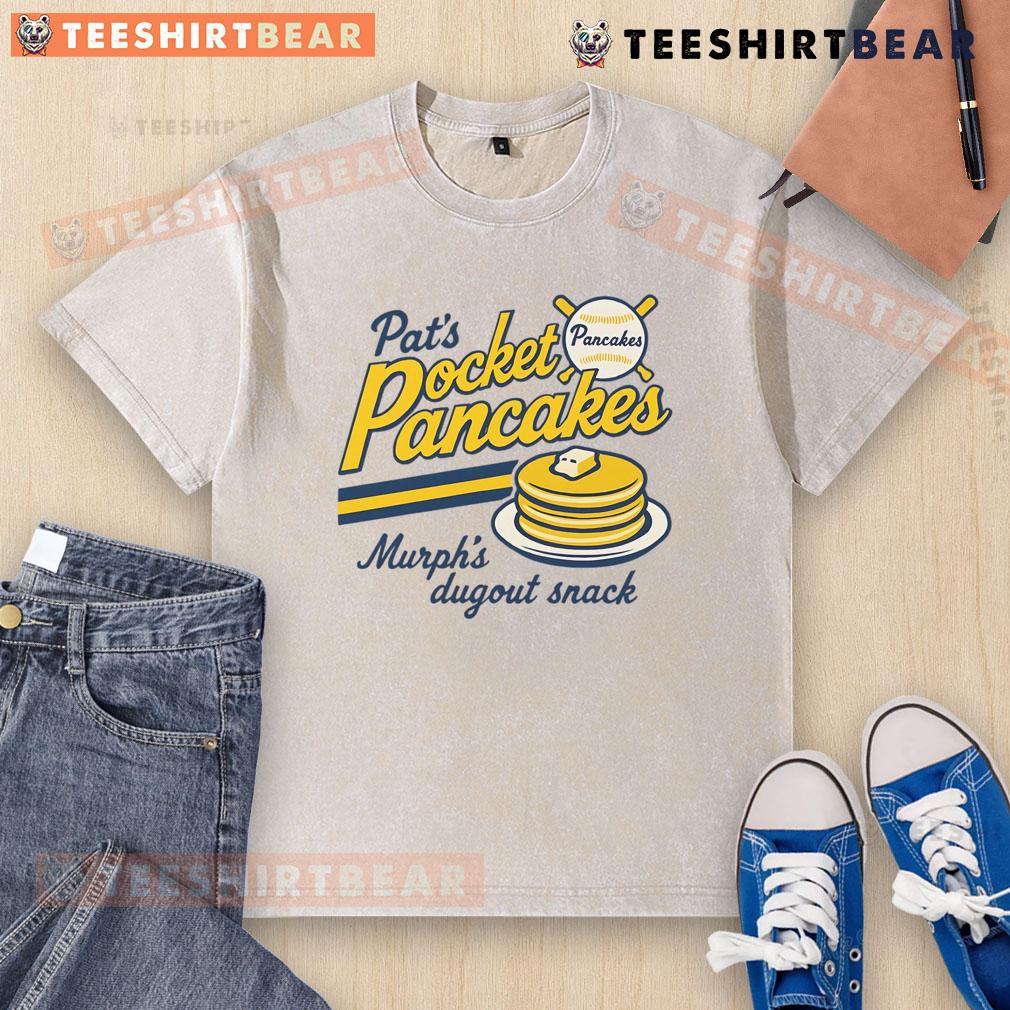 Alt Text: Vintage washed t-shirt featuring funny baseball pancakes design, perfect for sports enthusiasts and food lovers.