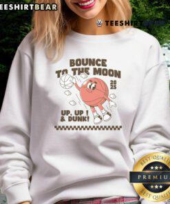Funny Bounce to the Moon Basketball Dunking Character on a vibrant 2025 sweatshirt, ideal for sports enthusiasts and humor lovers.
