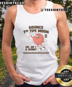 Funny bounce to the moon basketball dunking character on a vibrant 2025 tank top, perfect for sports fans and humor lovers.