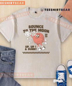 Funny bounce-to-the-moon basketball dunking character on a 2025 washed t-shirt, perfect for sports enthusiasts.
