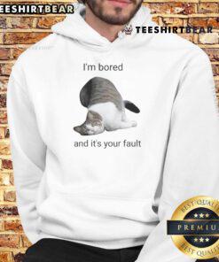 Funny cat in 'I'm Bored and It's Your Fault' hoodie, showcasing a playful attitude and humorous expression.