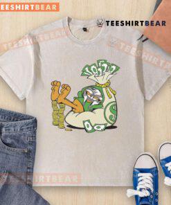 Funny Doctor Doom X Orange Cat graphic on a money-washed T-shirt, perfect for comic fans and cat lovers.