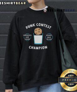 Funny Dunk Contest Champ sweatshirt featuring a chocolate chip design and a big milk splash for laughs and style.