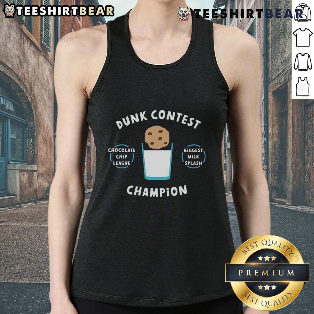 Funny Dunk Contest Champ in a tank top creating the biggest milk splash, showcasing chocolate chip league excitement.