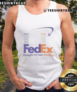 Funny FedEx Straight to Your Building 911 meme tank top design featuring humorous graphics and bold text perfect for casual wear.