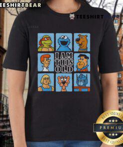 Funny Gen X cartoon on an old lady's tee, showcasing humor about aging with a playful design. Perfect for vintage lovers!