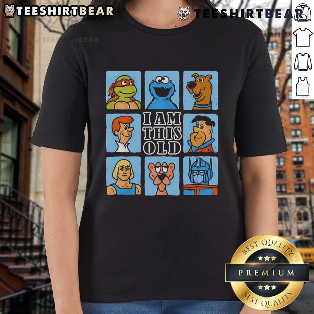 Funny Gen X cartoon on an old lady's tee, showcasing humor about aging with a playful design. Perfect for vintage lovers!