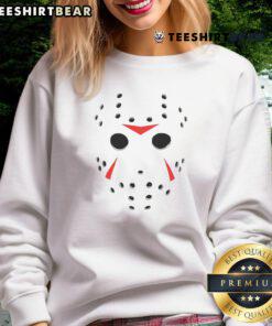 Funny hockey mask sweatshirt featuring a playful graphic design, perfect for hockey fans and casual wear enthusiasts.
