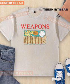 Funny Hot Dog Feast Weapons washed T-shirt featuring humorous graphics of hot dogs and playful designs for food lovers.