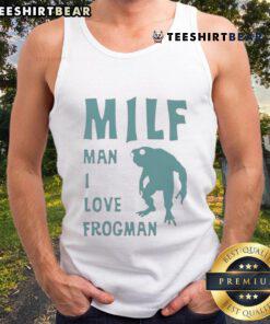 Alt Text: Funny MILF Man I Love Frogman tank top featuring a playful design perfect for casual summer wear.