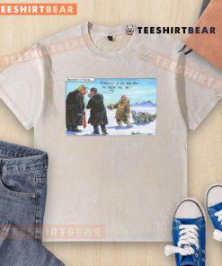 Alt Text: Funny Meanwhile in Alaska t-shirt featuring 100+ words for 'no' with Trump and Putin graphics.