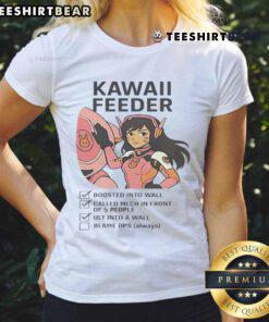 Alt Text: Funny Overwatch D.Va Kawaii Feeder Gamer Checklist on a ladies tee, showcasing playful gaming humor and cute design.
