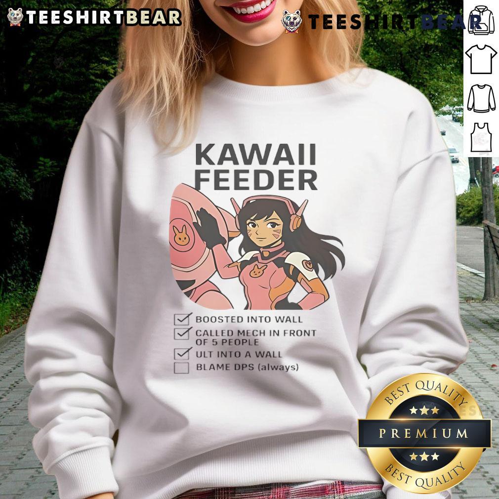 Funny Overwatch D.Va Kawaii Feeder Gamer Checklist Sweatshirt featuring playful graphics for gaming enthusiasts.