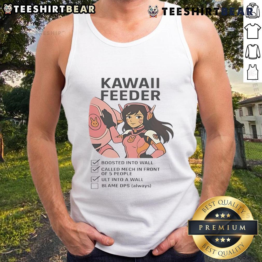 Funny Overwatch D.Va kawaii feeder gamer checklist on a trendy tank top, perfect for gaming enthusiasts.