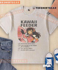 Funny Overwatch D.Va kawaii feeder gamer checklist on a washed T-shirt, perfect for gaming enthusiasts and fans.