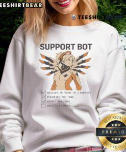 Funny Overwatch Mercy support bot gamer checklist sweatshirt design featuring playful graphics and gaming themes.