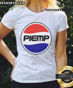 Funny Piemp logo parody of the Pepsi logo on a ladies tee, showcasing a humorous and playful design.
