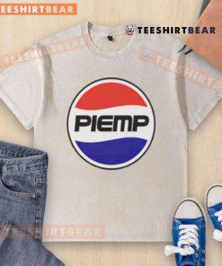Funny Piemp logo parody of the Pepsi logo on a washed t-shirt, showcasing a humorous twist on a classic design.