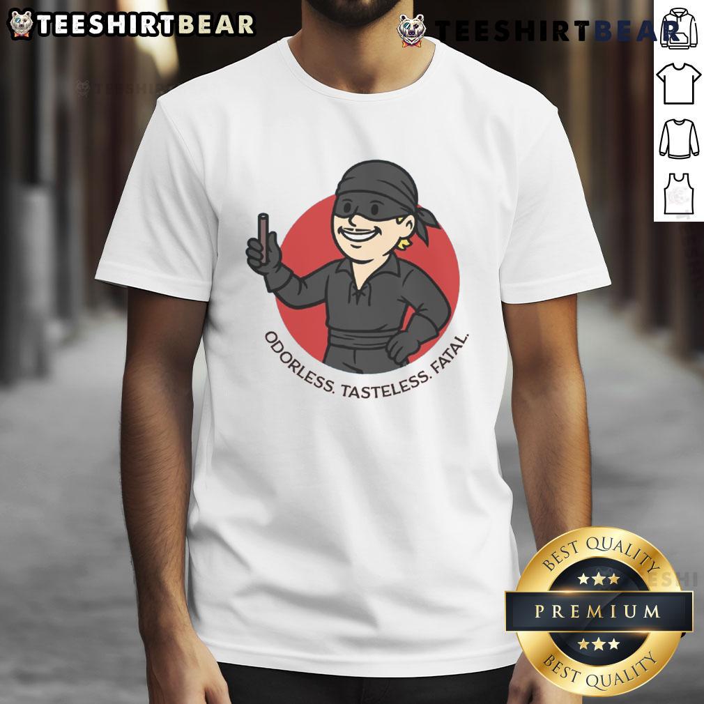Funny Princess Bride Dread Pirate Roberts poison cup T-shirt featuring a humorous design inspired by the classic film.