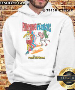 Person wearing a Funny Running From My Problems Retro Sport Hoodie, showcasing a playful design in a vibrant outdoor setting.