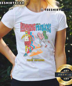 Funny Running From My Problems Retro Sport Ladies Tee featuring a playful design in vibrant colors, perfect for casual wear.