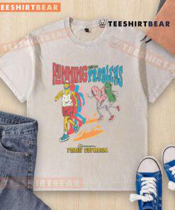 Funny running from my problems retro sport washed t-shirt design featuring a playful graphic and vibrant colors.