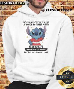 Alt Text: Funny Stitch hoodie featuring 'Does anybody else have a voice in their head that repeats slap the idiot?'
