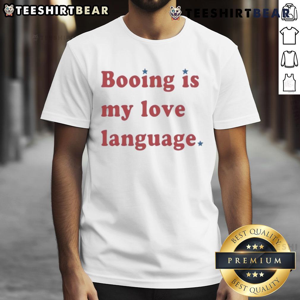 Good Booing Is My Love Language Phillies T-Shirt featuring a playful graphic for baseball fans and Philadelphia supporters.