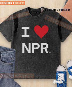 Good I Heart NPR washed t-shirt featuring a vintage design, perfect for NPR fans and casual wear enthusiasts.