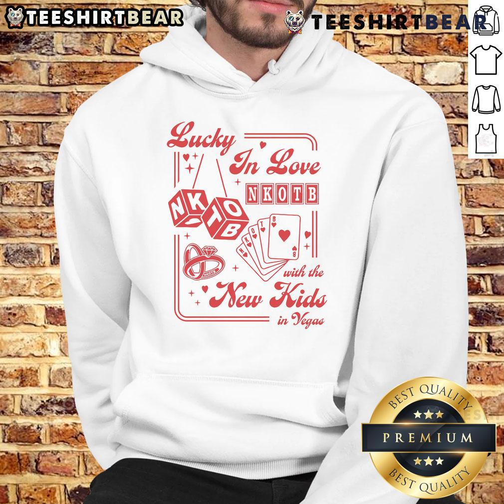 Good Lucky in Love Las Vegas hoodie worn by a group enjoying the vibrant Vegas nightlife, showcasing trendy street style.