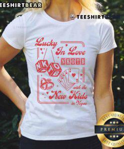Good Lucky in Love Las Vegas Ladies Tee featuring vibrant design by The New Kids in Vegas, perfect for any occasion.