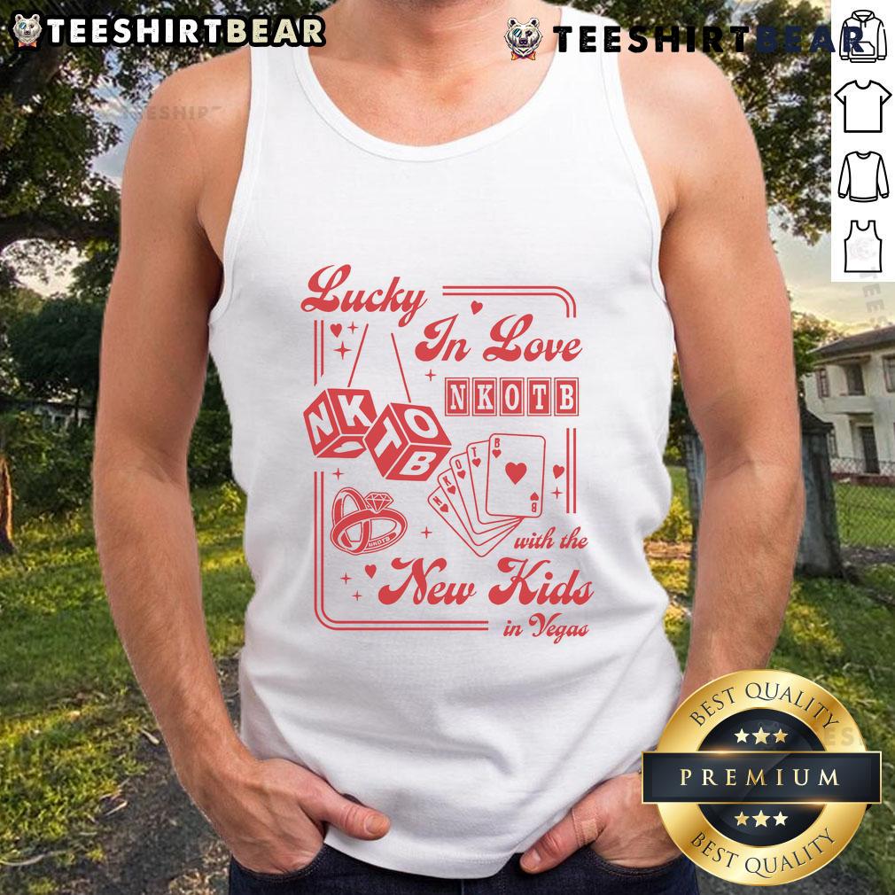 Good Lucky In Love Las Vegas tank top featuring playful design, perfect for New Kids In Vegas fans and souvenir seekers.