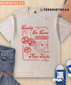 Good Lucky in Love Las Vegas washed t-shirt featuring New Kids in Vegas design, perfect for fans and souvenir collectors.