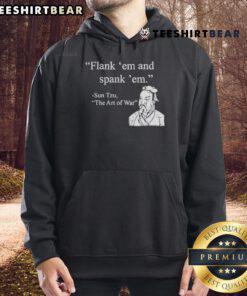 Good Sun Tzu Flank Em and Spank Em Hoodie in black, showcasing a stylish design inspired by strategic military tactics.