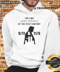 Good-The-Two-Worst-Mornings-Of-The-21st-Century hoodie featuring a graphic tribute to 9/11 and 11/9 events.