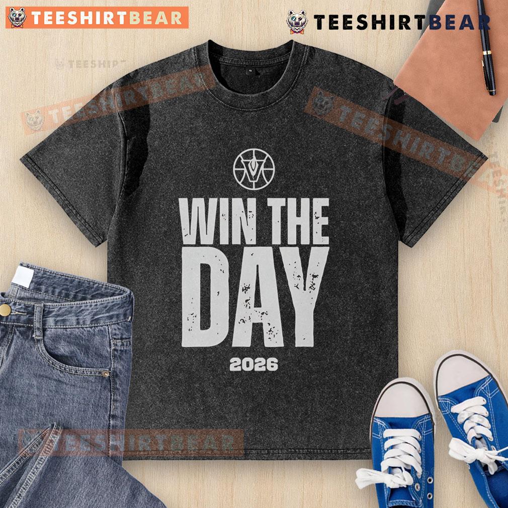 Good Vandegrift Win The Day 2026 washed t-shirt in soft fabric, perfect for casual wear and showcasing school spirit.
