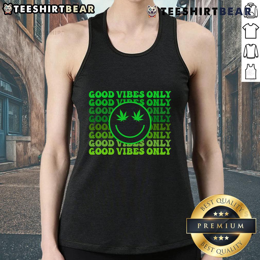Good Vibes Only weed smoke tank top featuring a vibrant design, perfect for cannabis enthusiasts and summer vibes.