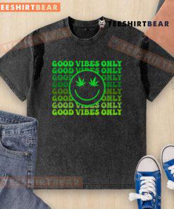Good Vibes Only Weed Smoke Washed T-Shirt featuring a relaxed fit and vibrant graphic design for cannabis enthusiasts.