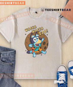 Good Wacka Wacka Doo Bluey washed t-shirt featuring vibrant colors and playful design, perfect for kids' casual wear.