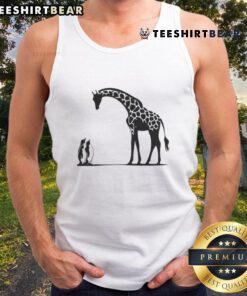 Alt Text: Happy penguin and giraffe graphic on Tall and Small tank top, perfect for fun and playful summer outfits.