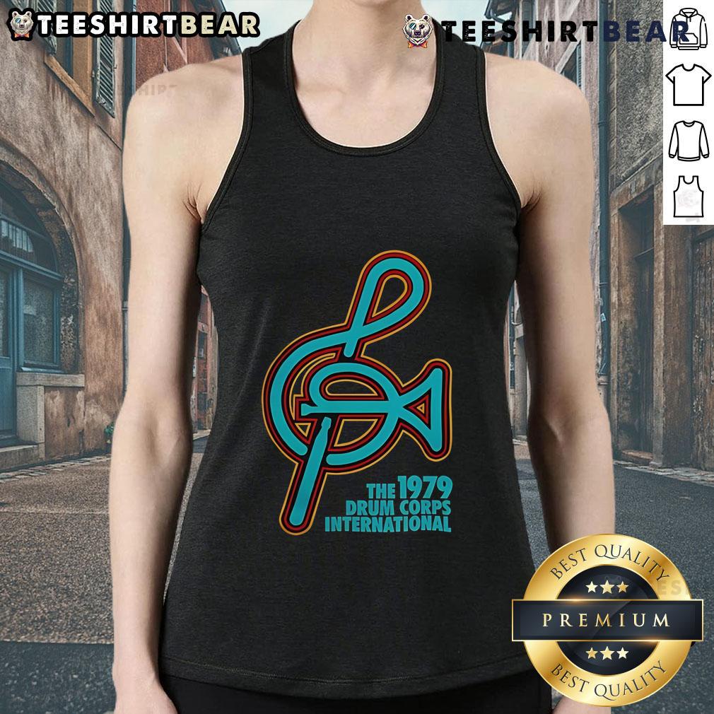 Happy The 1979 Drum Corps International new tank top featuring vibrant colors and vintage design for music enthusiasts.